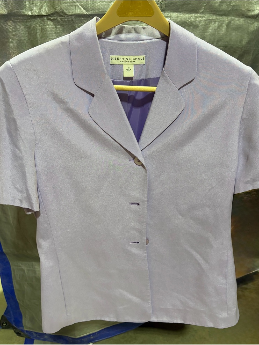 Josephine Chaus Lavender Short-Sleeve Button Front Blazer